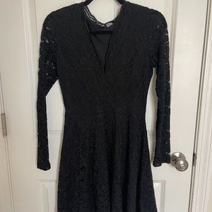 H&M Black Lace Dress w/ Long Sleeves
